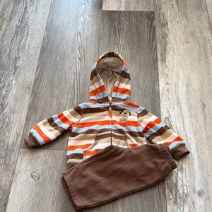 Carter's Brown, Tan, Orange and Light Blue Striped Baby Matching Set